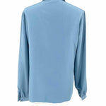 ST. JOHN Women's Blue Collared Polyester T-Shirt Size 6 Long Sleeve - Article Consignment