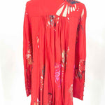 Free People Women's Red Collared Abstract Boho Chic Size XS Long Sleeve - Article Consignment