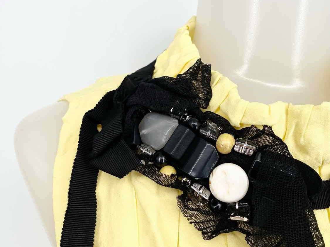 Robert Rodriguez Women's Yellow/Black Tank Silk Pleated Size 8 Sleeveless - Article Consignment