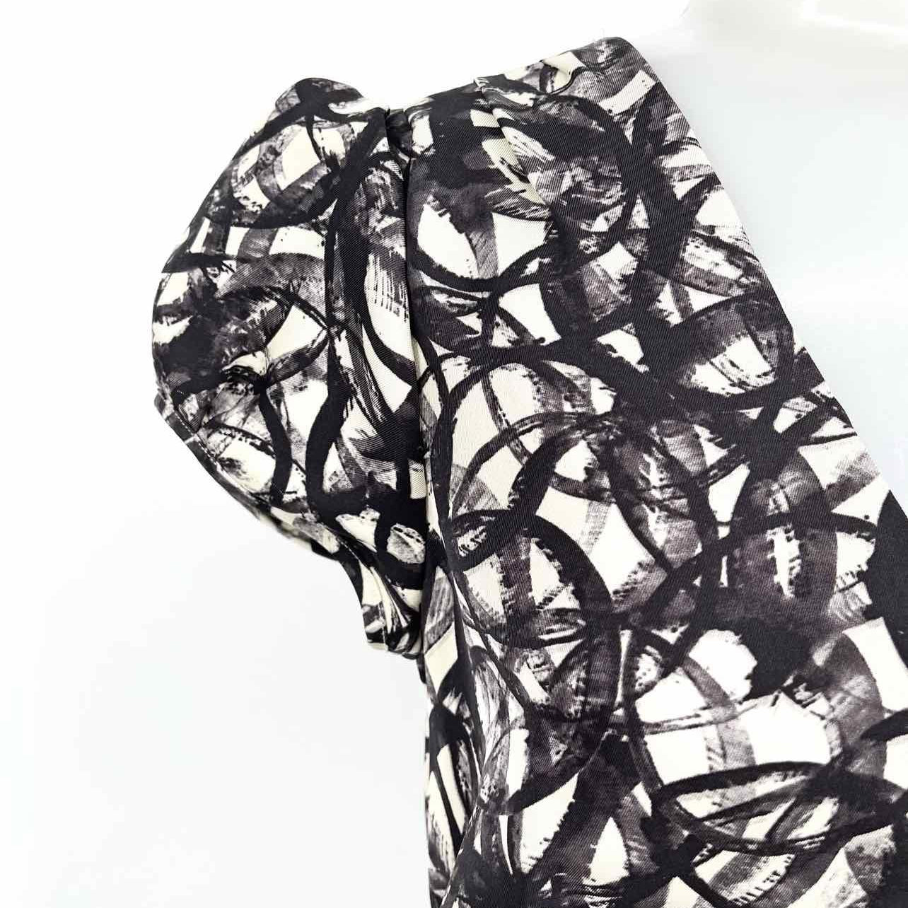 tocca Women's Black/Cream Cap Sleeve Silk Abstract Size 4 Dress - Article Consignment