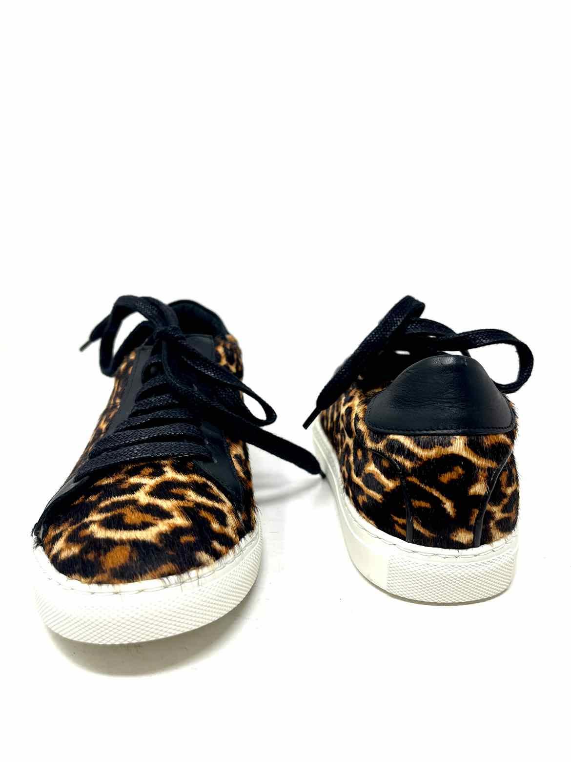 Minelli Women's Tan/black Lace-up Calf Hair Animal Print Size 36/6 Sneakers - Article Consignment