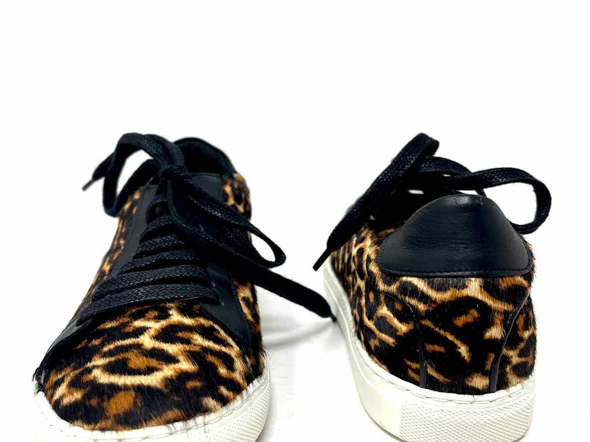 Minelli Women's Tan/black Lace-up Calf Hair Animal Print Size 36/6 Sneakers - Article Consignment