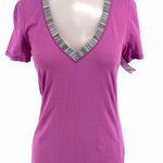Lululemon Purple/Gray V-Neck Size 4 Short Sleeve Top - Article Consignment