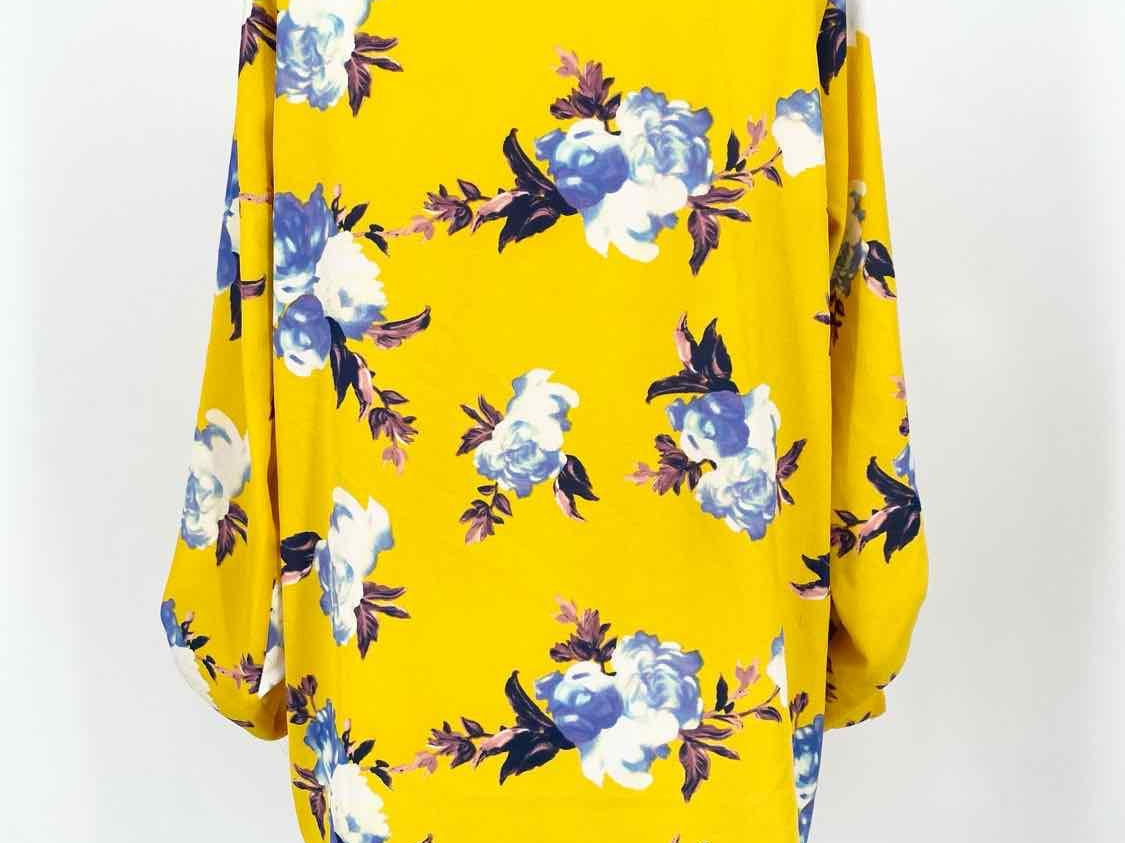 Gibson Women's Yellow Print Blouse Floral Size XS Long Sleeve - Article Consignment