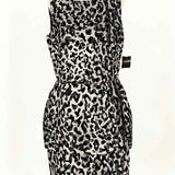 DOLCE & GABBANA Women's Silver/Black sheath Leopard Peplum Size 44/8 Dress - Article Consignment