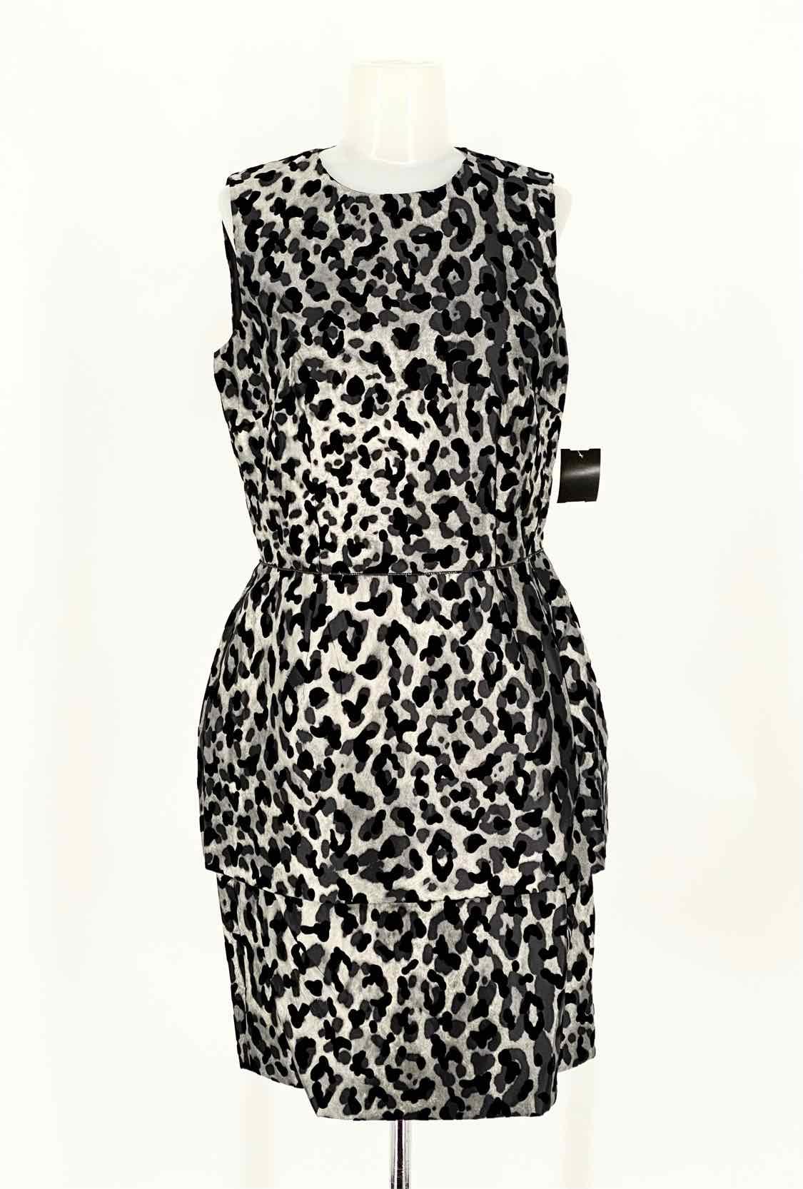 DOLCE & GABBANA Women's Silver/Black sheath Leopard Peplum Size 44/8 Dress - Article Consignment