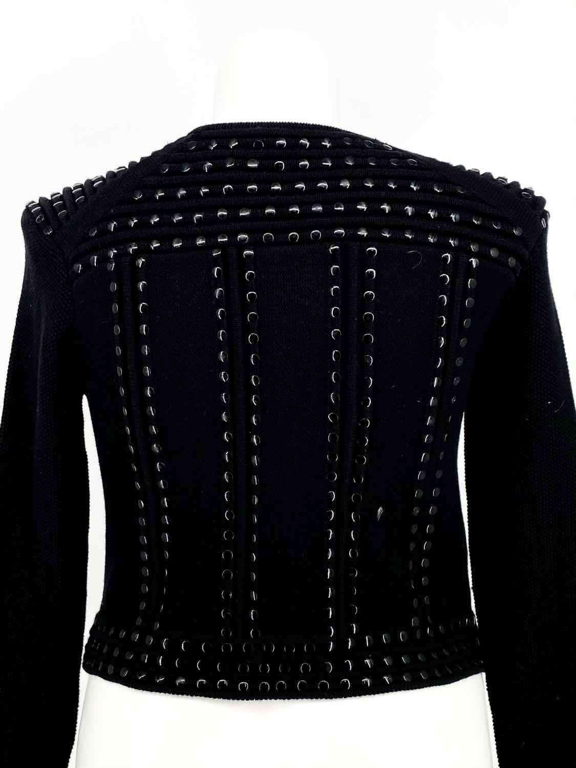 REBECCA MINKOFF Black Zip Studded Cotton Cardigan - Article Consignment
