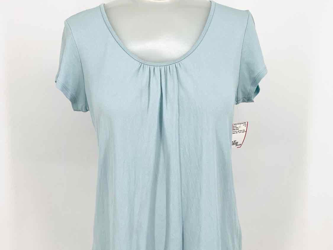 Eileen Fisher Women's Light Blue Cap Sleeve Silk T-shirt Short Sleeve Top - Article Consignment