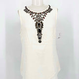 Trina Turk Women's Ivory/Brown Tank Embellished Size M Sleeveless - Article Consignment