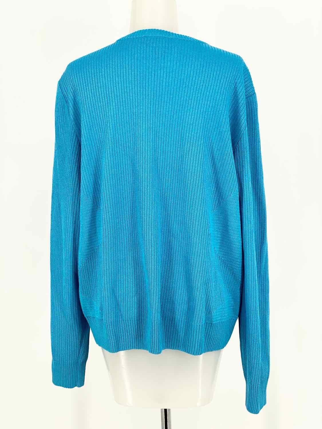 ST. JOHN Size XL Aqua Knit Cardigan - Article Consignment