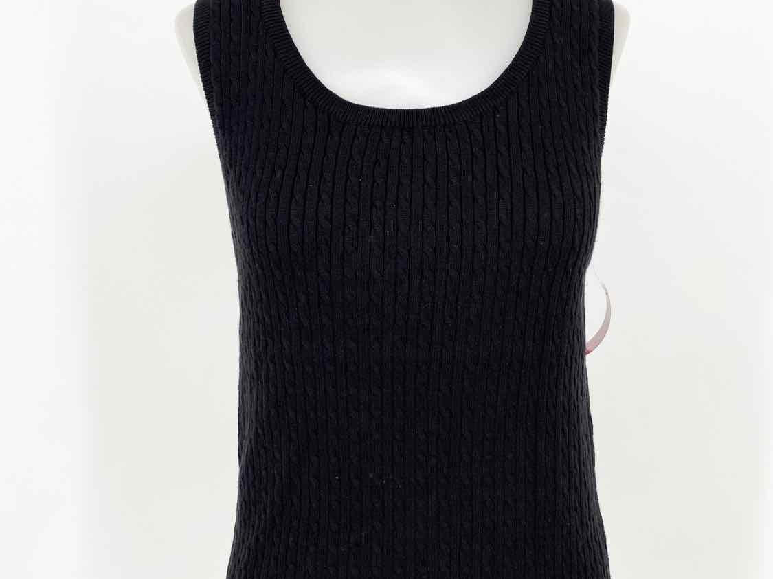 Jeanne Pierre Women's Black Tank Cotton Blend Cable knit Size M Sleeveless - Article Consignment