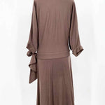CALYPSO Women's Brown 3/4 Sleeve Jersey Wrap Size M Dress - Article Consignment