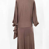 CALYPSO Women's Brown 3/4 Sleeve Jersey Wrap Size M Dress - Article Consignment