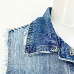 BDG Women's Blue Collared Denim frayed Size M Vest - Article Consignment