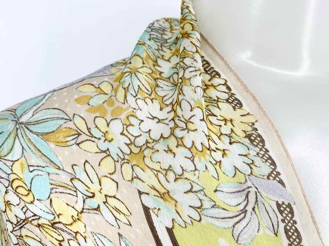 KENZO Silk Green/Yellow Large Floral Scarf - Article Consignment