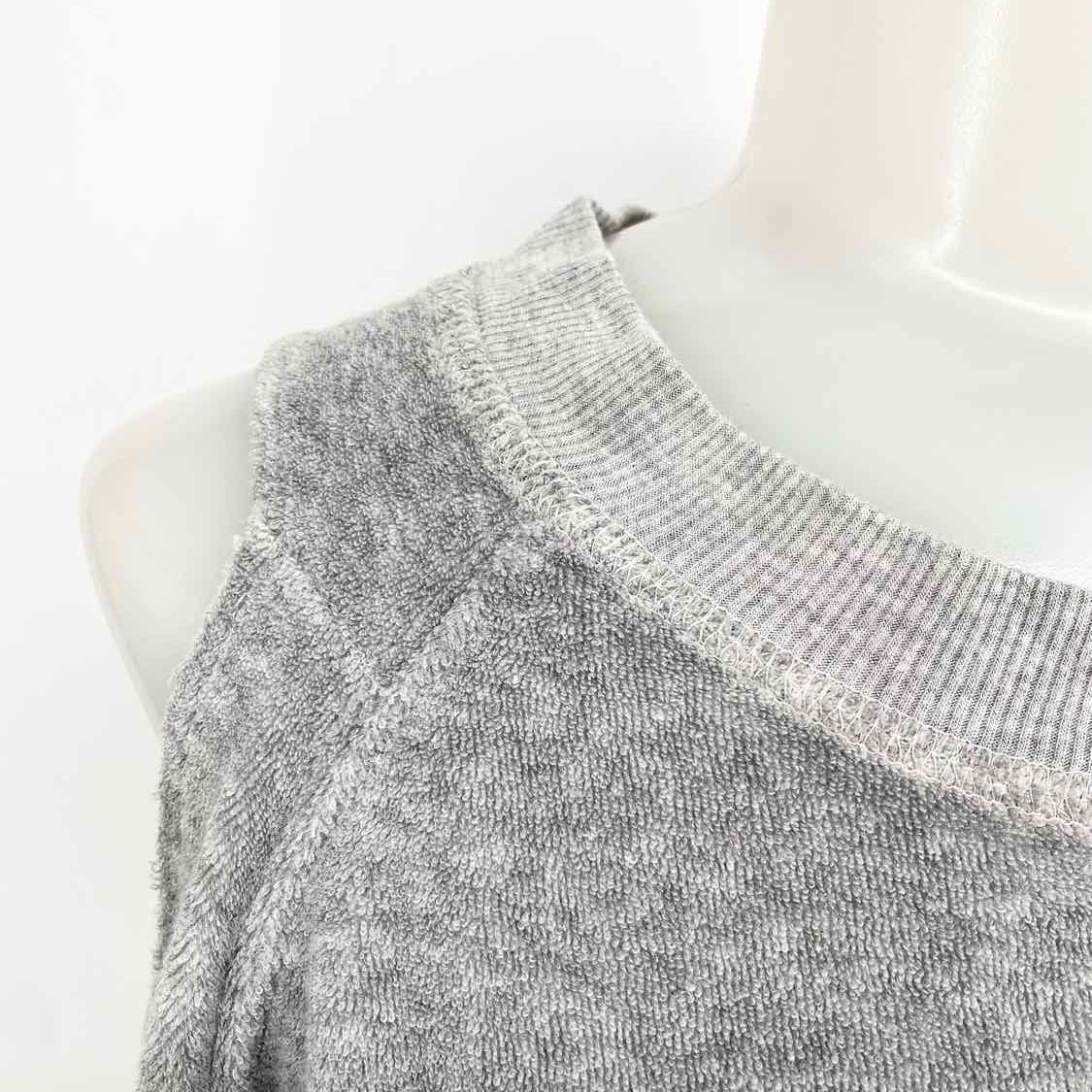 TYLER JACOBS Feel the Piece Women's Gray cold shoulder script XS/s Long Sleeve - Article Consignment