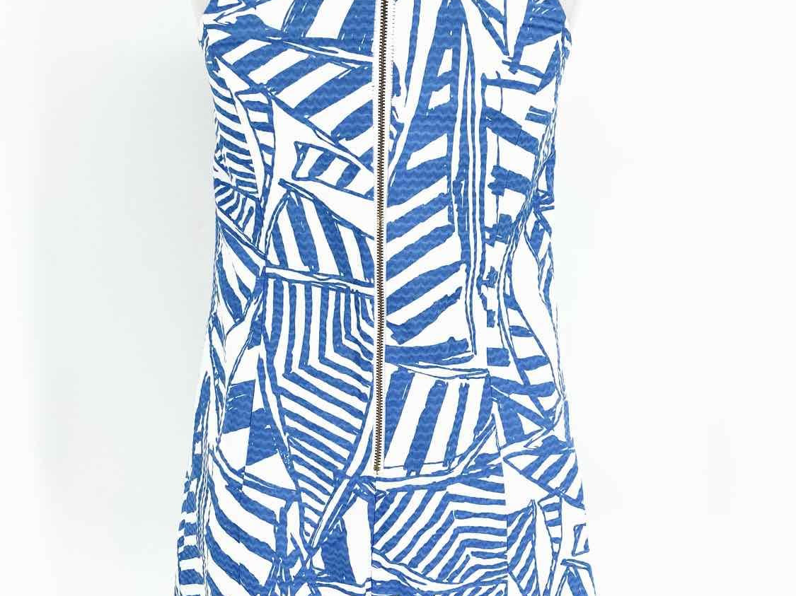 Lily Pulitzer Size 00 Blue/White Cotton Shift Print Dress - Article Consignment
