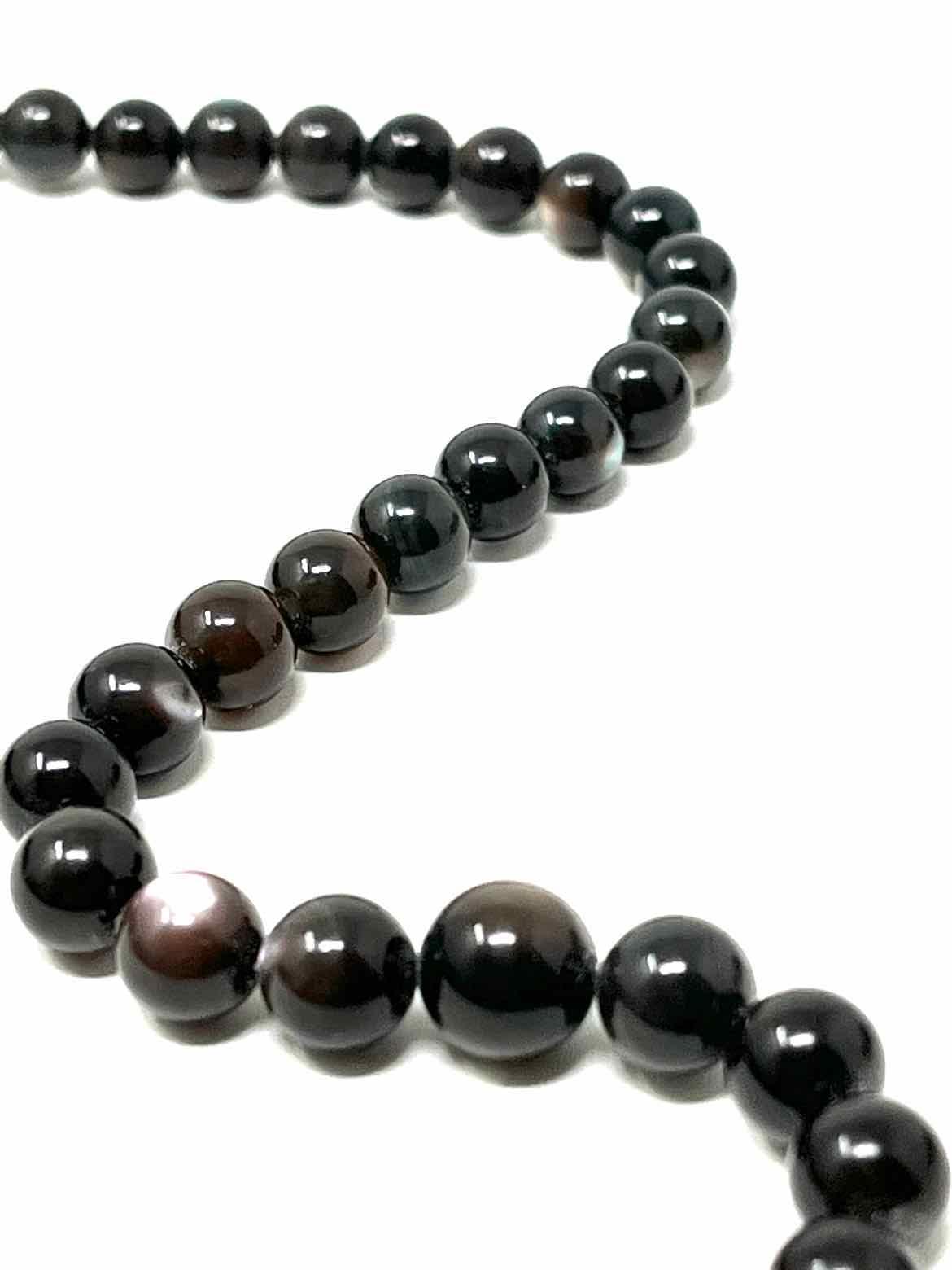 .925 Black Beaded Moon Stone Necklace - Article Consignment
