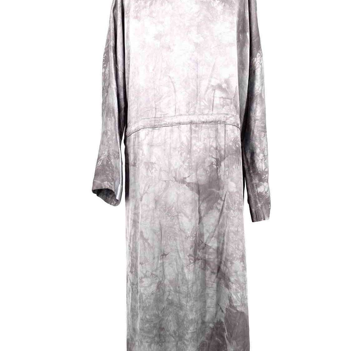 raquel allegra Women's Gray Drawstring Abstract Size S Dress