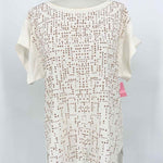 Rebecca Taylor Women's Ivory T-shirt Silk Studded Size S Short Sleeve Top - Article Consignment