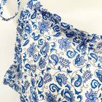 J Crew Women's Blue/White Tiered Floral Maxi Size L Dress - Article Consignment