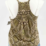 LUQ Size L Olive/Tan Tank Polyester Blend Snake Sleeveless - Article Consignment