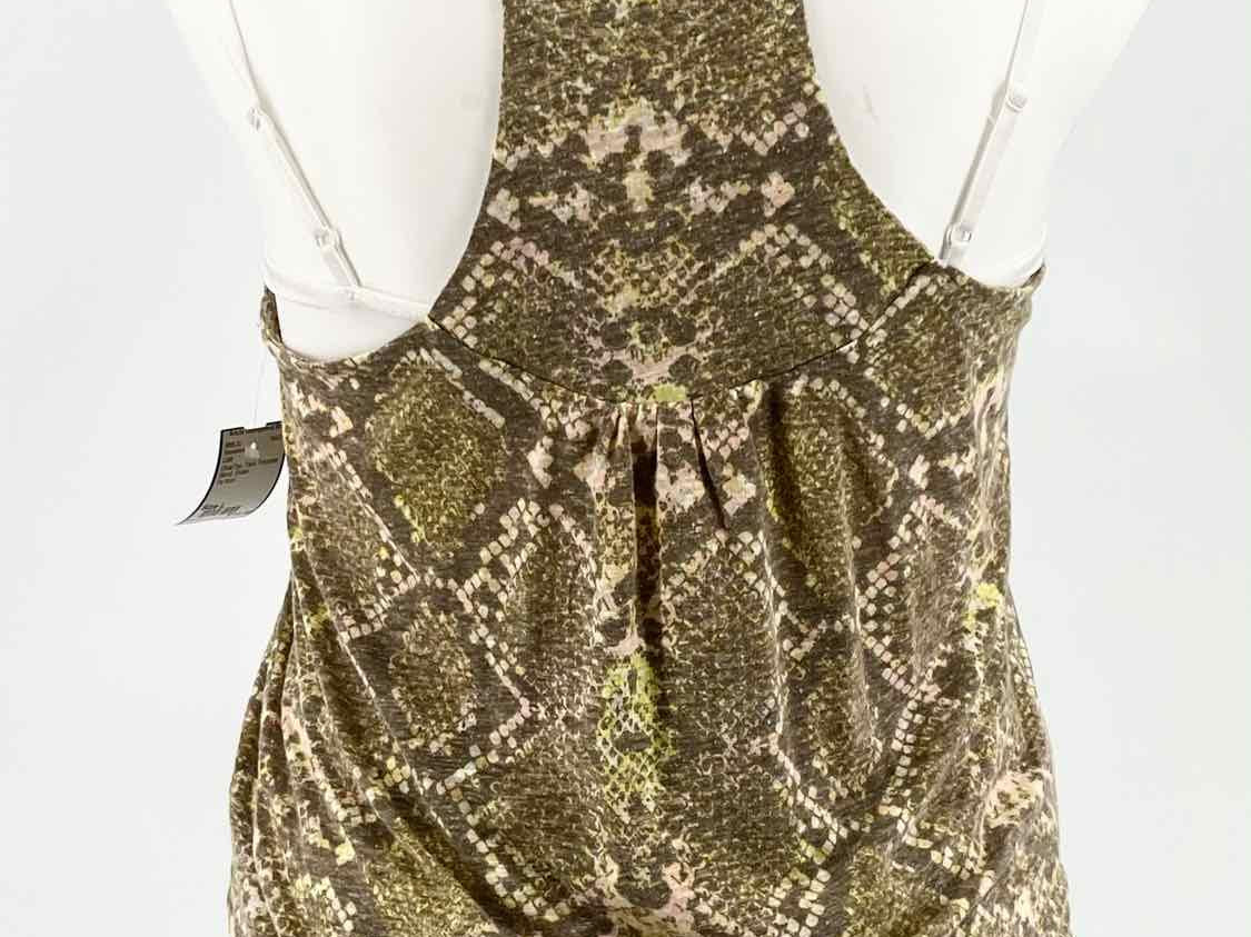LUQ Size L Olive/Tan Tank Polyester Blend Snake Sleeveless - Article Consignment