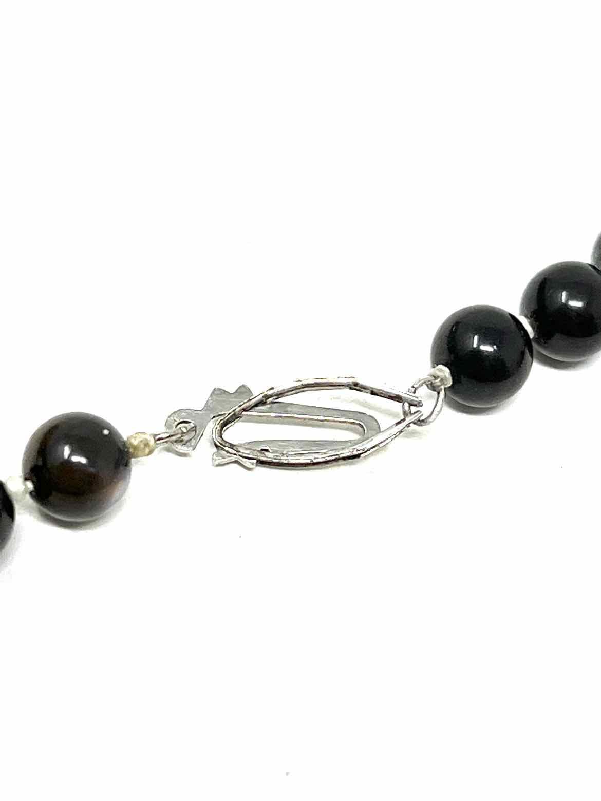 .925 Black Beaded Moon Stone Necklace - Article Consignment