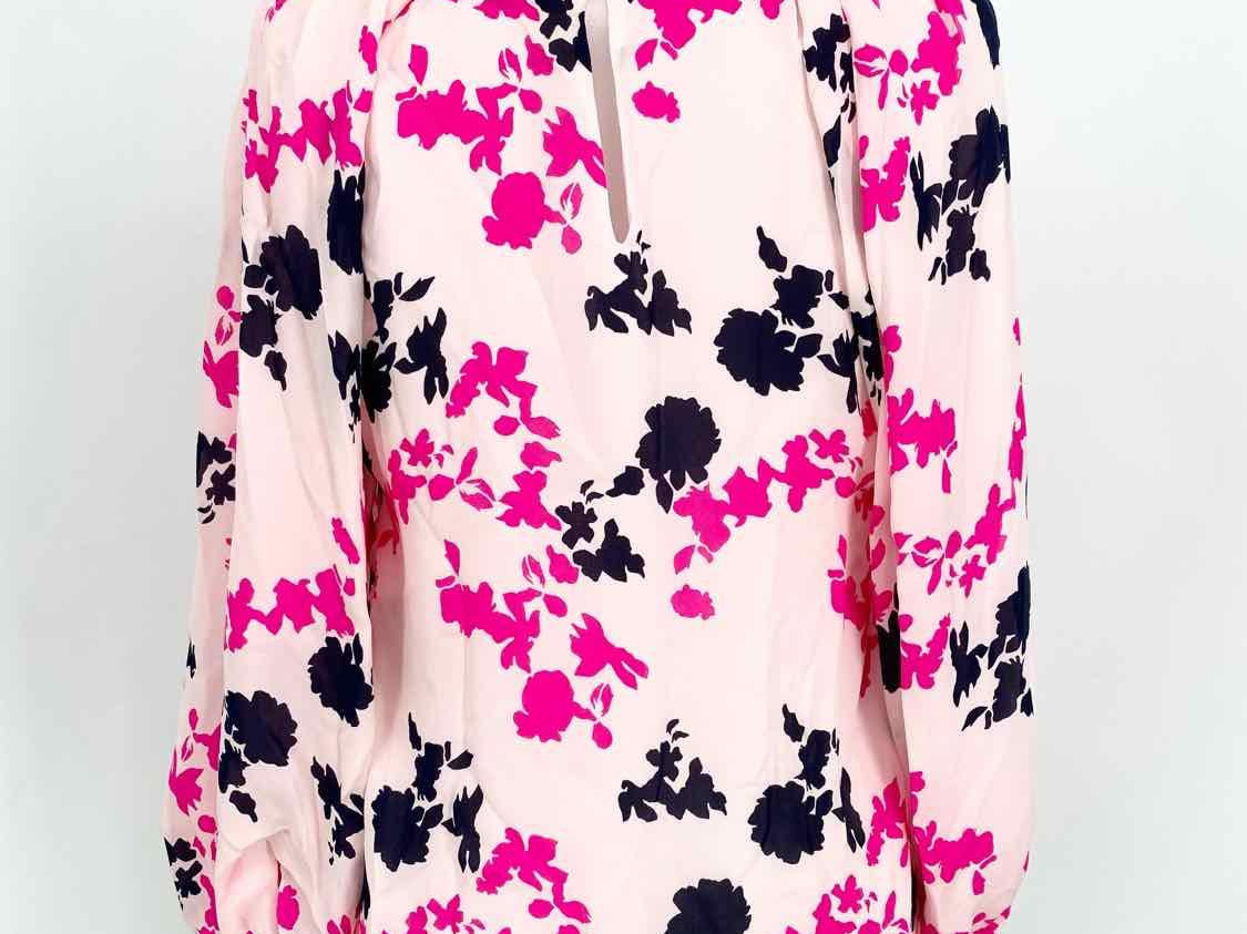 Tanya Taylor Women's Pink Print Blouse Silk Abstract Size 4 Long Sleeve - Article Consignment
