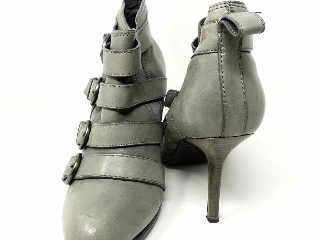 Coach Women's Gray Stiletto Leather Buckle Recently Reduced Size 11 Bootie - Article Consignment