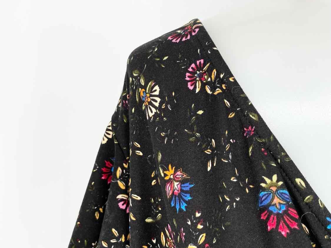 Fortune + Ivy Women's Black Print Faux Wrap Floral Size 2X Dress - Article Consignment