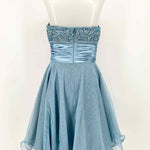 Adrianna Papell Women's Blue Knee Length Tulle Embellished Formal Size 8 Dress - Article Consignment