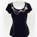 White House Black Market Women's Black T-shirt Jersey Size M Short Sleeve Top - Article Consignment