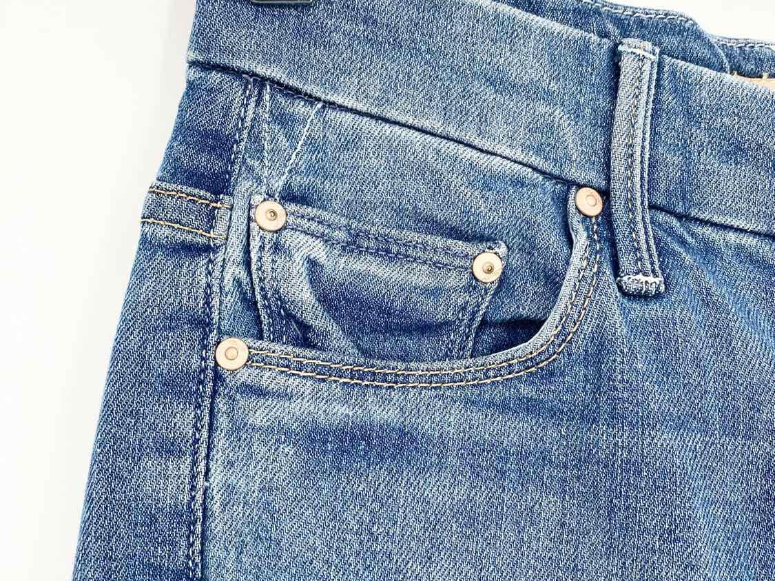 Mother Women's Blue Skinny Denim Looker Ankle Fray High Waisted Size 23/00 Jeans - Article Consignment