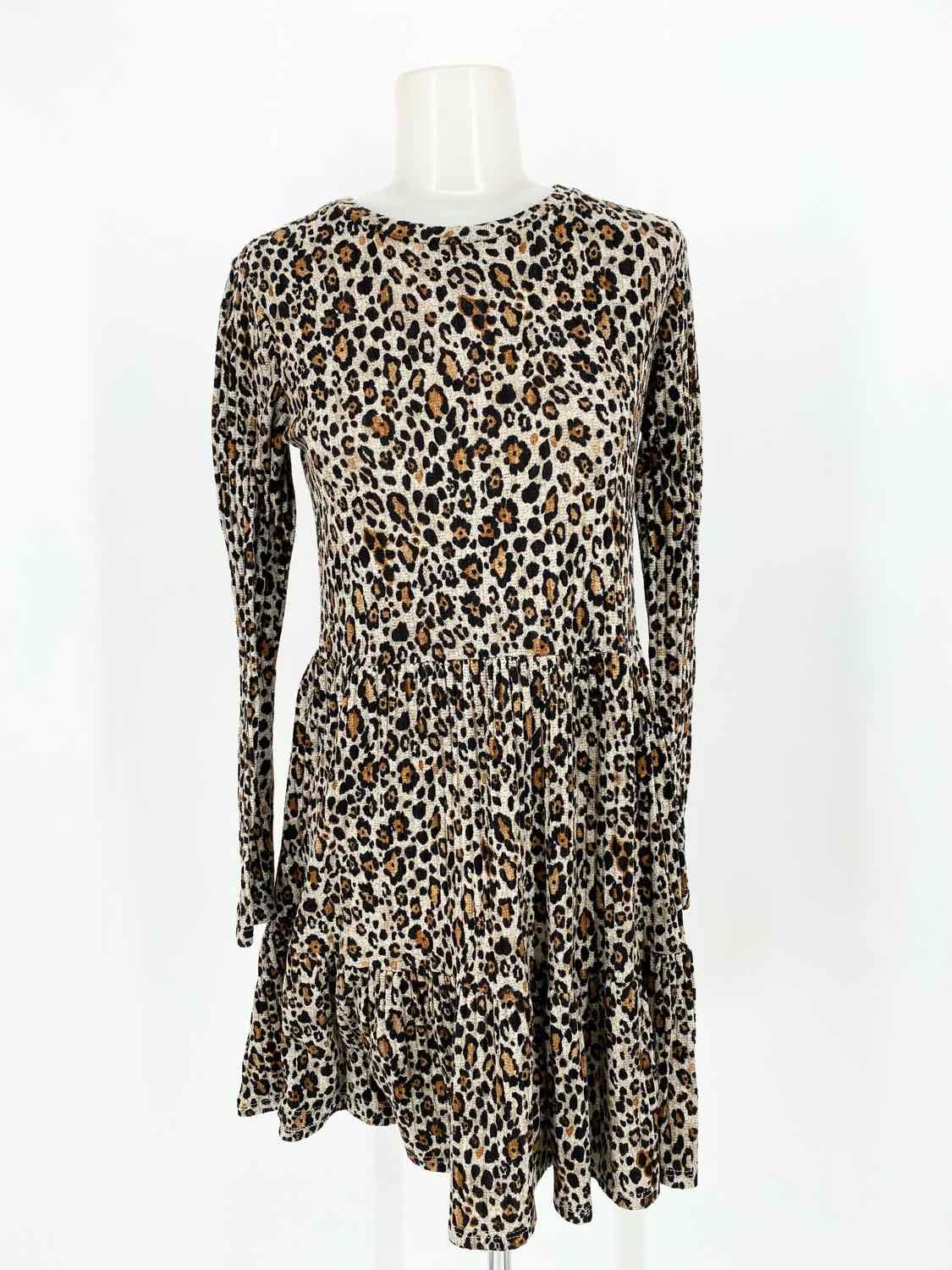 ZARA TRF Women's Tan/black Tiered Knit Animal Print Size S Dress - Article Consignment