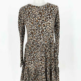ZARA TRF Women's Tan/black Tiered Knit Animal Print Size S Dress - Article Consignment