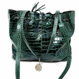 Patricia Nash Green Croc Embossed Bucket Bag - Article Consignment