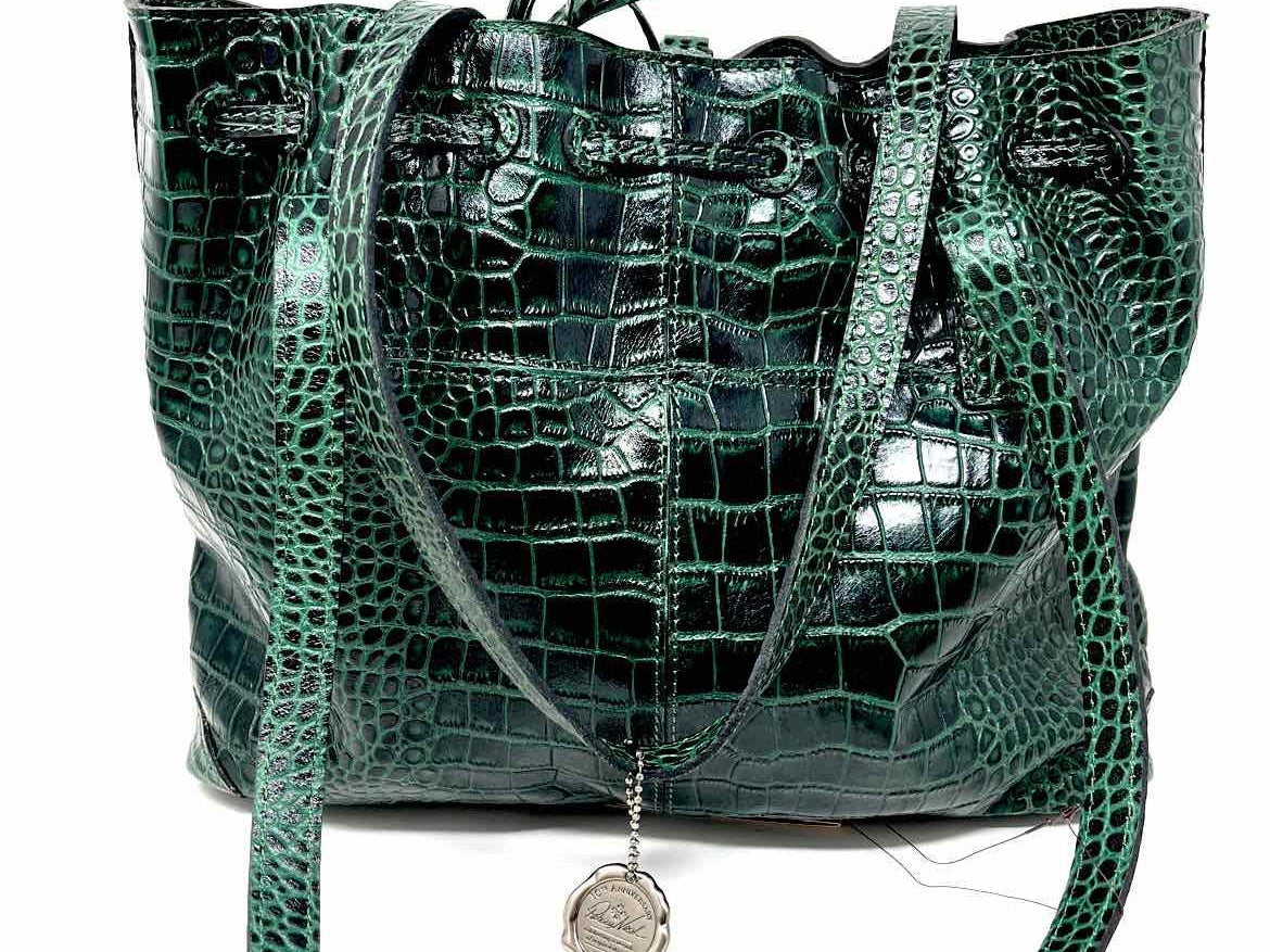 Tory Burch Croc Embossed Handbag in Green