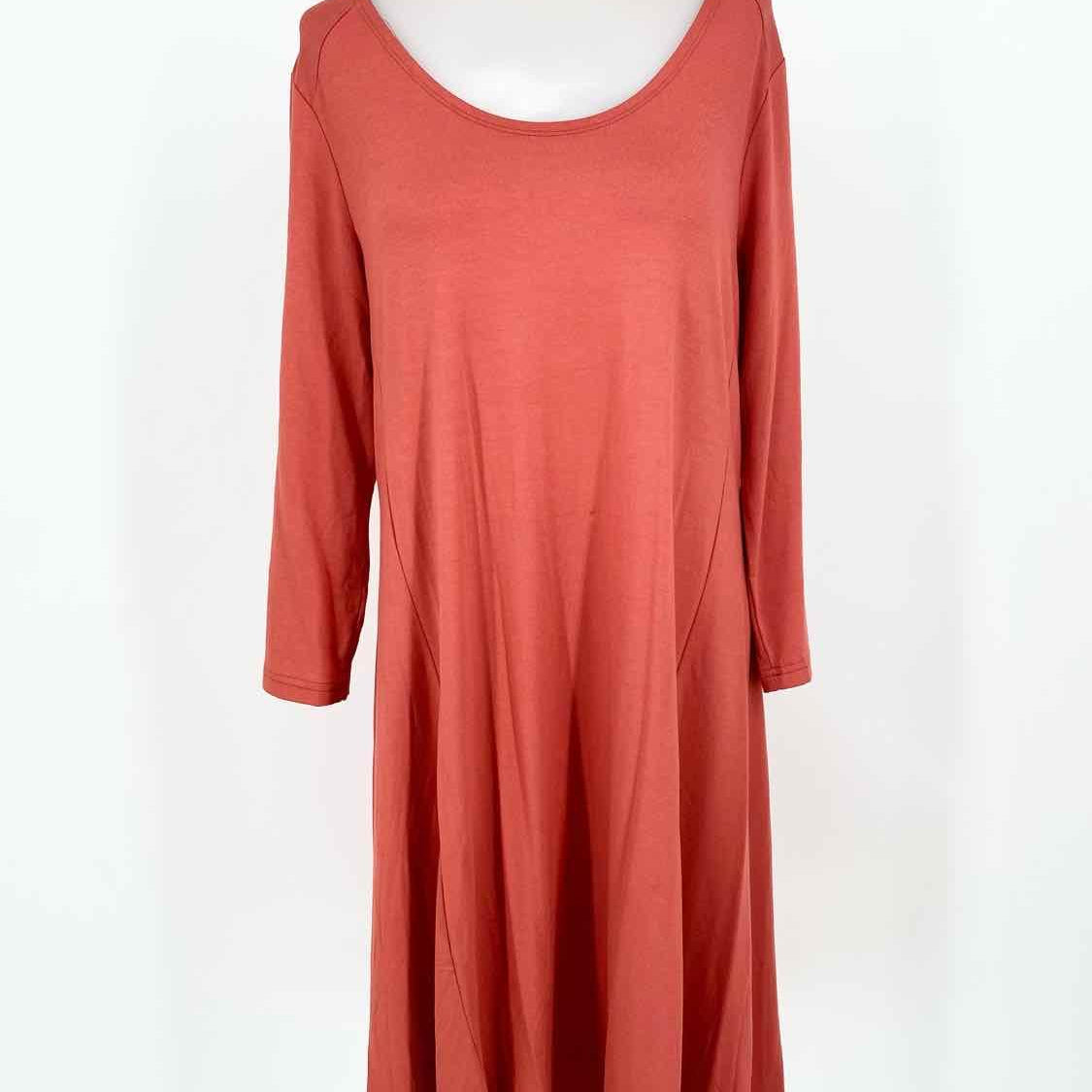 Garnet Hill Women's Orange 3/4 Sleeve Jersey Size S Dress - Article Consignment