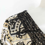 CALYPSO Women's Black/Beige tunic Multi-pattern Resort Long Sleeve - Article Consignment