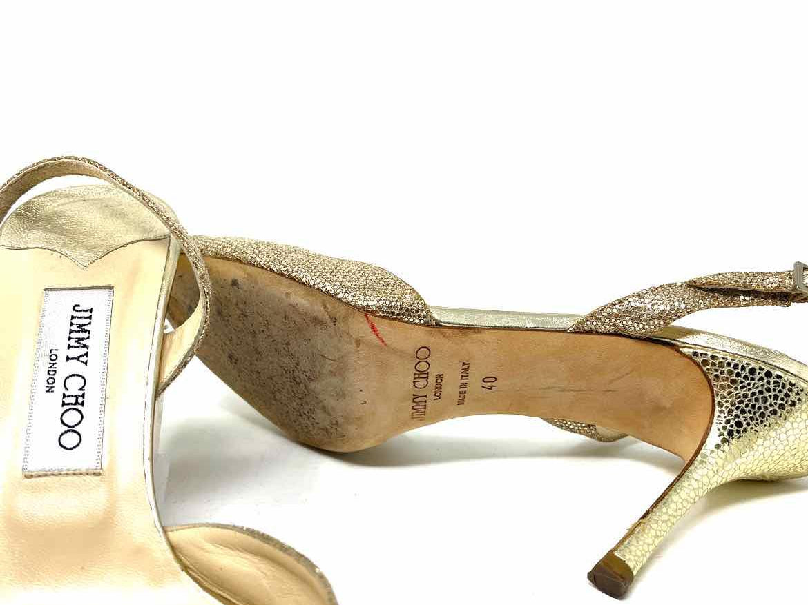 JIMMY CHOO Women's Gold Slingback Metallic Italy Size 40/10 Sandals - Article Consignment