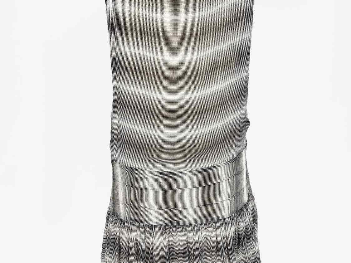Armani Exchange Size 2 Black/Ivory mini Silk Lines Dress - Article Consignment