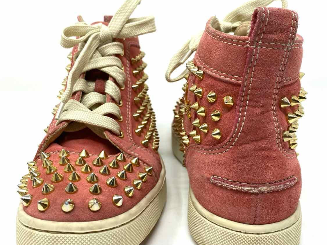 Christian Louboutin Women's Pink/Gold Studded Size Sneakers Article Consignment
