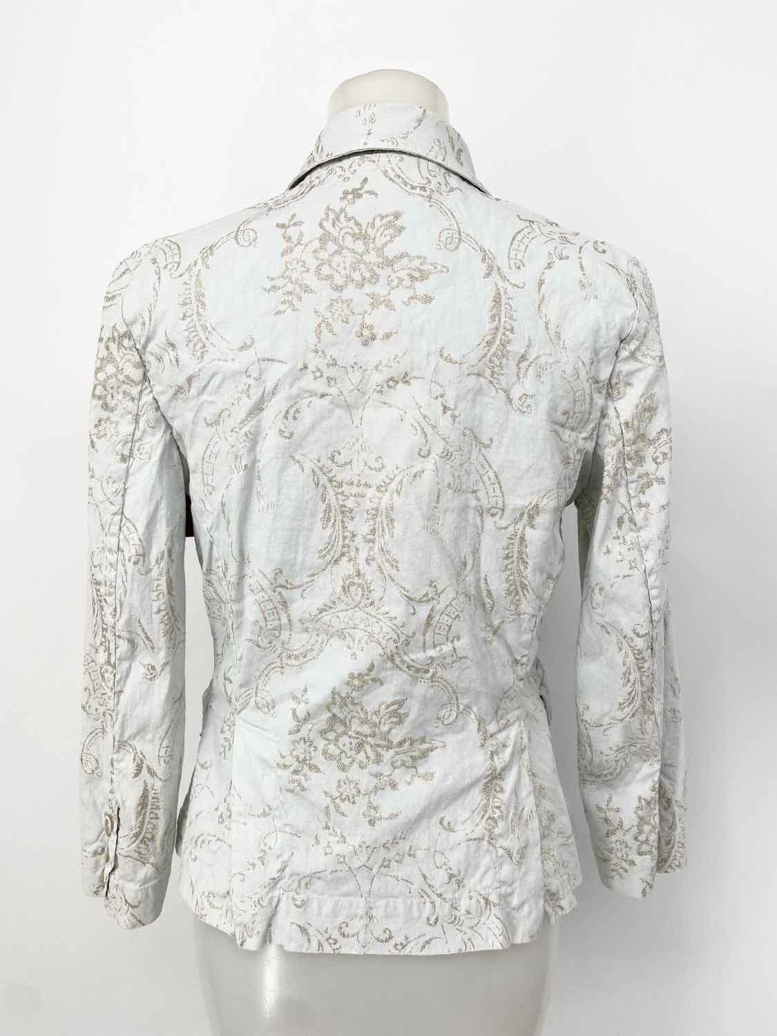 120% Lino Women's Pale Blue Blazer Linen Blend Glitter Italy Skirt Suit - Article Consignment