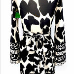 Diane Von Furs Black/Cream Wrap Butterflies Size 2 Dress - Article Consignment