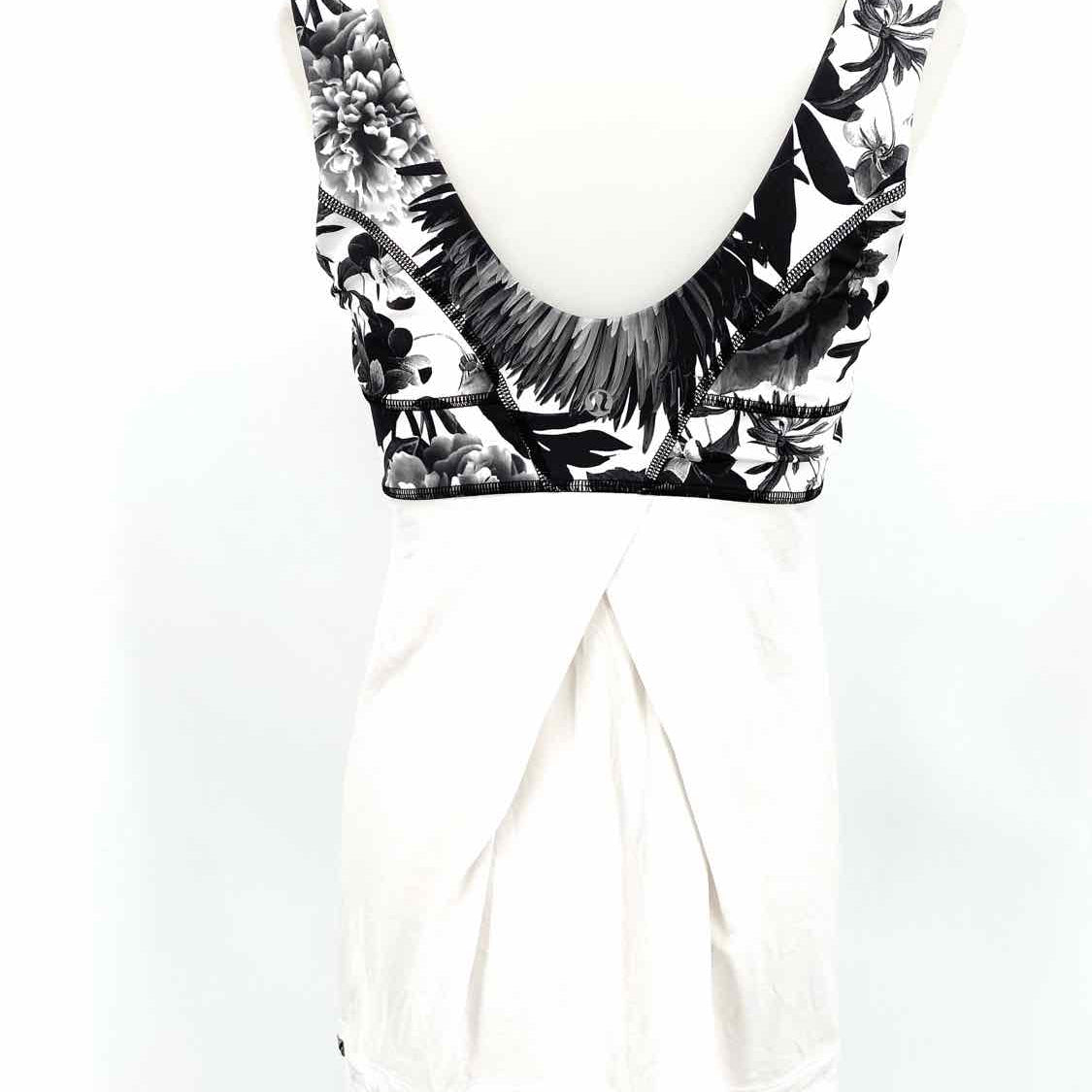 Lululemon 2013 Tame Me Women's White/Black Floral ATHLETIC Size 6 Sleeveless