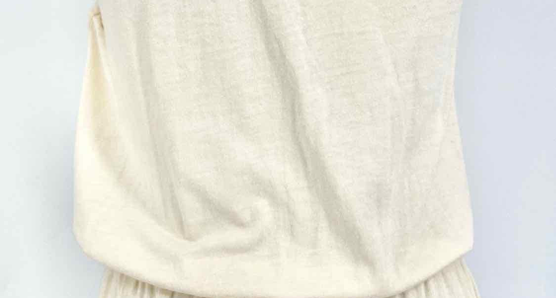 Ella Moss Size S Cream V-Neck Modal Blend Ruffled Dress - Article Consignment