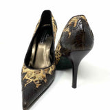 Donald J Pliner Women's Yellow/Brown Pointed Leather Animal Print Size 10 Pumps - Article Consignment