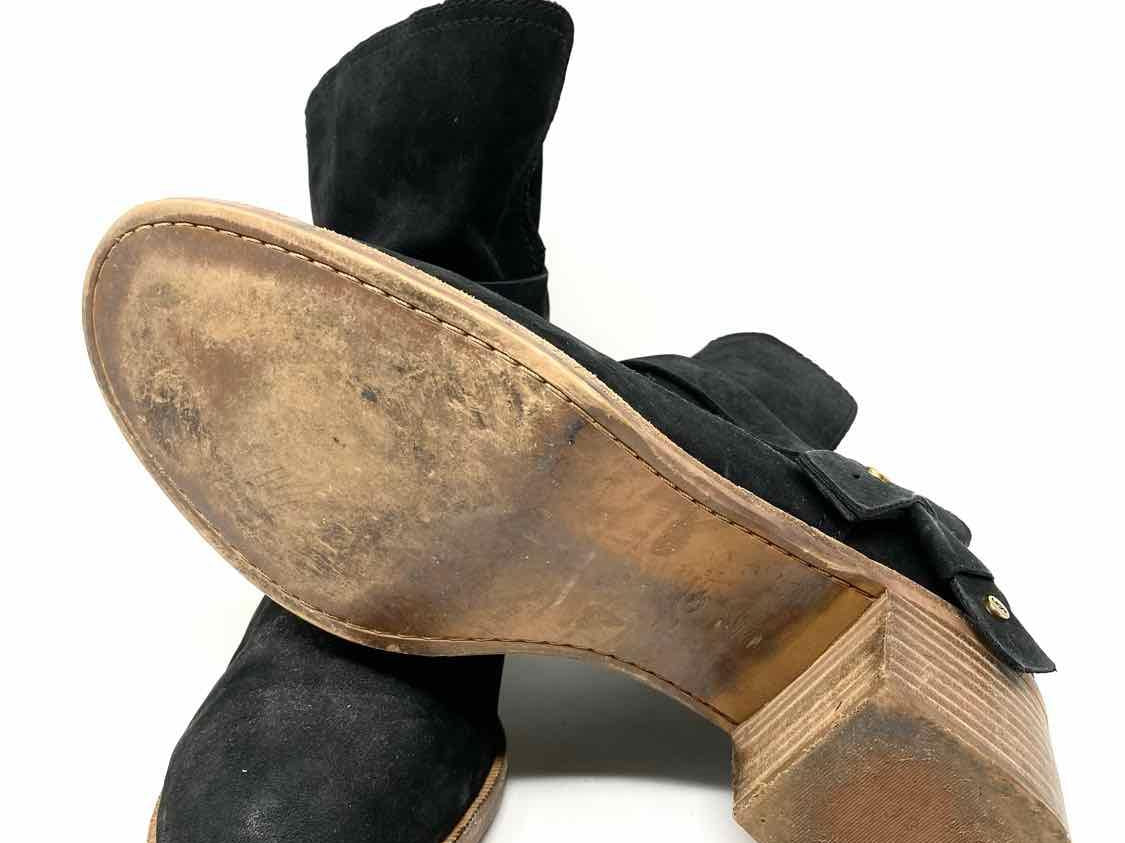 UGG Women's Black Block Heel Suede Ankle Recently Reduced Size 10 Bootie - Article Consignment