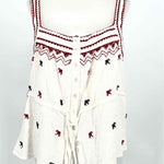 Mes Demoiselles Size 38/2 White/Red Cotton Embroidered Sleeveless - Article Consignment